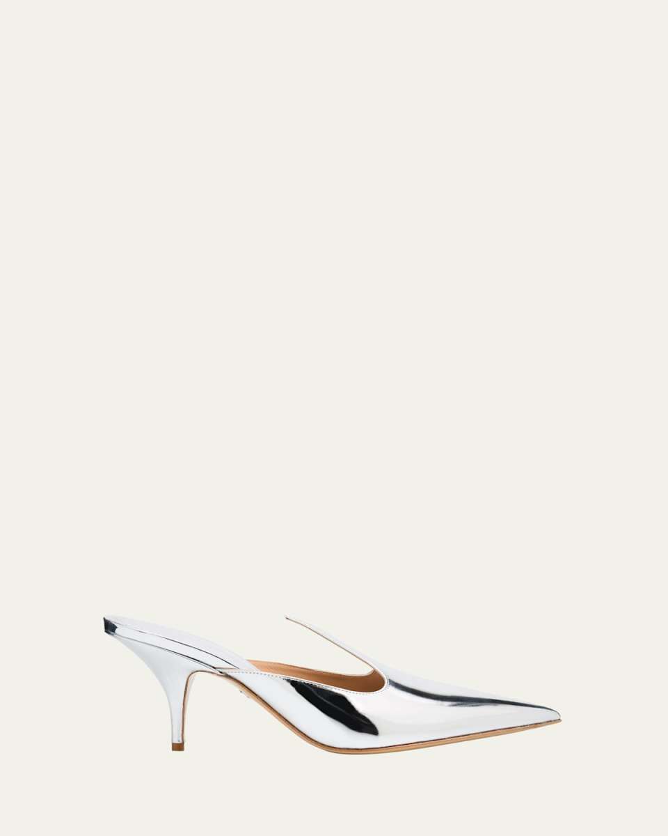 Avril Metallic Leather Mule Pumps